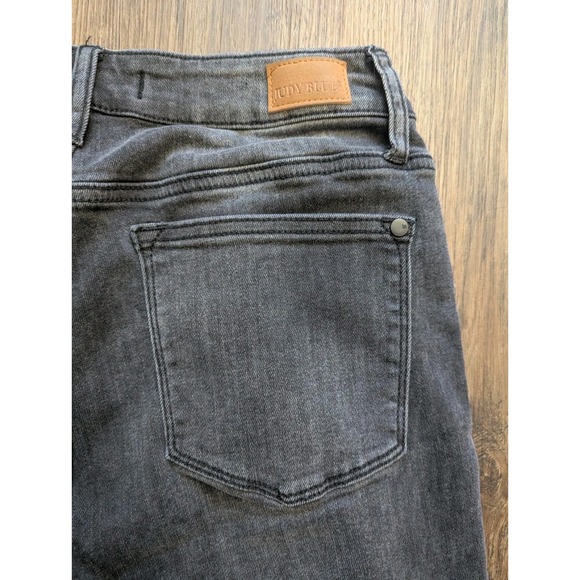 Judy Blue Jeans 27 Black Super Flare Bell Bottom Festival Y2K Boho Raw Hem Denim - Picture 7 of 12